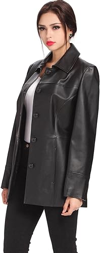 Women Megan Lambskin Leather Car Coat