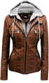 Premium Vegan Leather Jacket for Women with Detachable Hood - Seitig Model