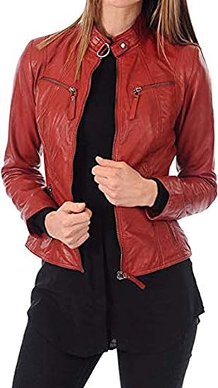 Lambskin Leather Moto Biker Jacket - Winter Wear