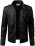 Men's Black Genuine Lambskin Leather Biker Jacket VINTAGE REAL MOTORCYCLE JACKETS FOR MEN