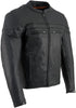 Leather SH1408 Men's Sporty Crossover Vented Black Motorcycle Leather Scooter Jacket