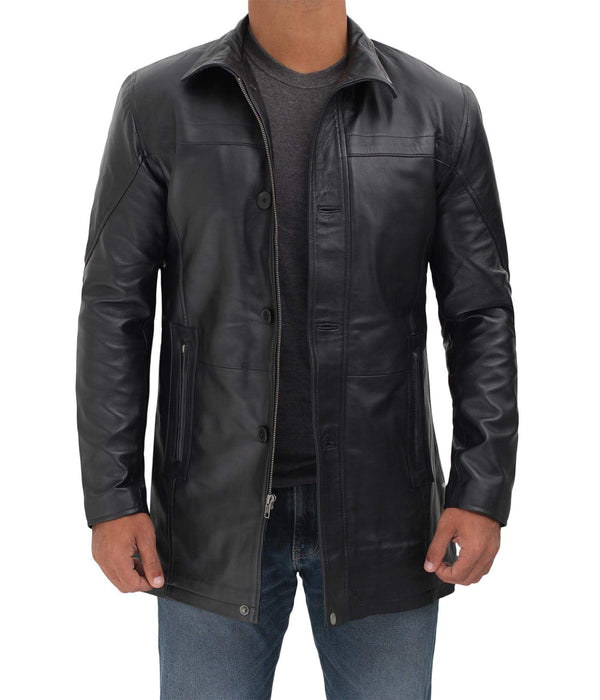 Leather Car Coats For Men - Black/Brown Real Leather Jacket Men