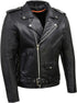 Leather Men's Classic SH1011 Side Lace Police Style Motorcycle Jacket Coat