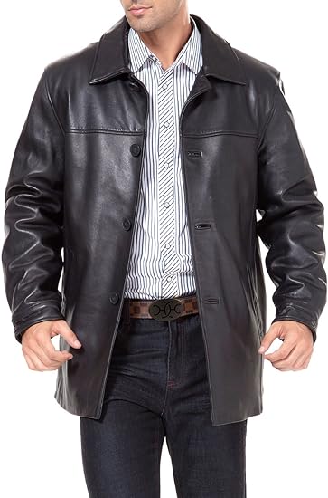 Men Samuel  Lambskin Leather Car Coat