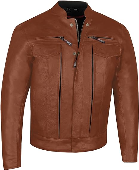 Men's Commuter Premium Natural Buffalo Leather Motorcycle Jacket