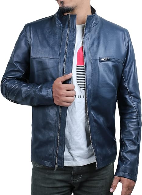 Men's Genuine Lambskin Leather Jacket (Black, Classic Jacket) - 1501135