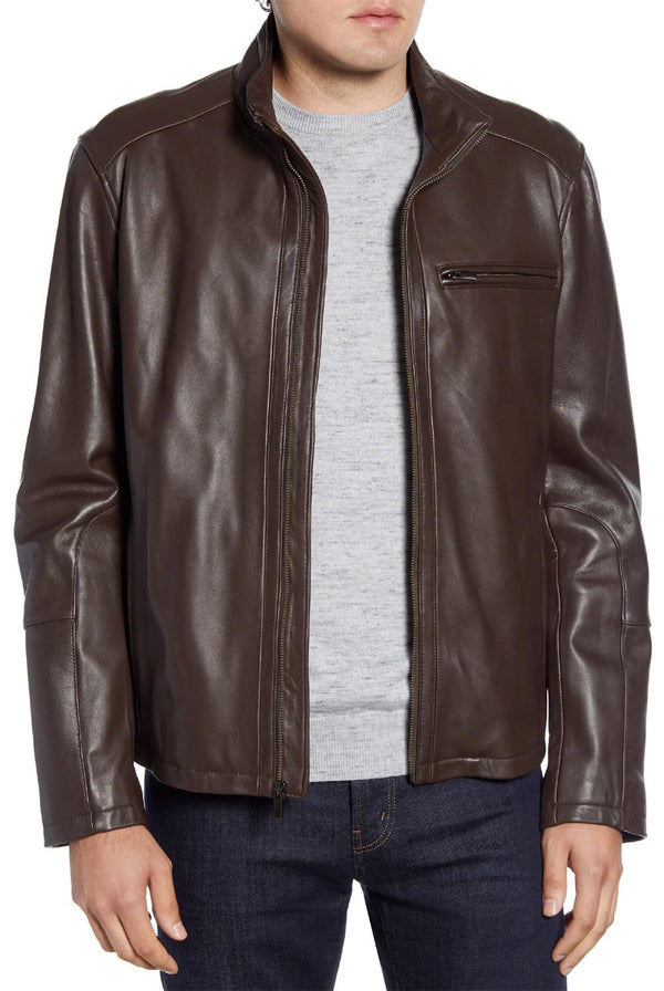 Mens Smooth Lamb Leather Moto Jacket