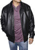Men's Genuine Leather Classic Bomber Jacket Mens Leather coat with Zip Out Liner