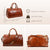 Full Grain Leather Small Duffel Bag Gym Bag Weekender Overnight Unisex Brown - (Cognac)